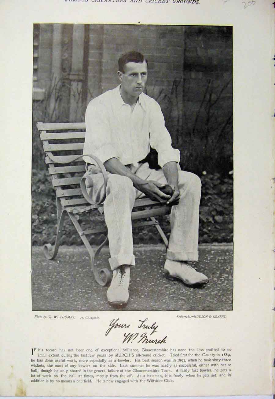 Old Antique Print Cricket 1895 Sport Murch Oxford University Team Photo 19th