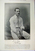 Original Old Antique Print 1895 Cricket Sport Fleming Essex Mead Photograph Bat