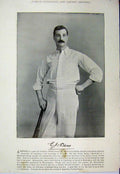Old Antique Print 1895 Cricket Diver Henry Perkins Photograph Sport Bat 19th