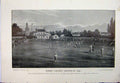 Original Old Antique Print 1848 Surrey Cricket Ground Sport Pickett Portrait