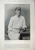 Old Antique Print 1895 Cricket Sport Tyler Blackham Photograph Portrait 19th