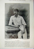 Original Old Antique Print Cricket Sport 1895 Smith Troup Photograph Bat Ball