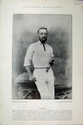 Original Old Antique Print 1895 Cricket Barlow Gay Photograph Sport Lancashire