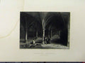 Original Old Antique Print C1850 Rochester Cathedral View Crypt Winkles 19th