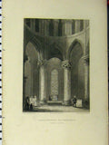 Original Old Antique Print C1850 Canterbury Cathedral Becket Crown Winkles 19th