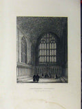Original Old Antique Print C1850 Canterbury Cathedral Chapter House Winkles