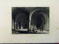 Original Old Antique Print Canterbury Cathedral C1850 Undercroft Winkles 19th