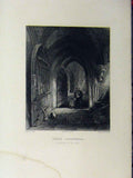Original Old Antique Print Wells Cathedral Entrance Crypt C1850 Winkles 19th