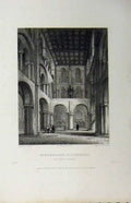 Original Old Antique Print Winchester Cathedral C1850 North Transept Winkles