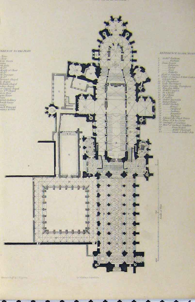 Old Antique Print C1850 Booklet Winchester Cathedral Wykehams Monument 19th
