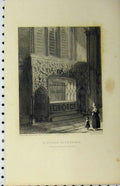 Original Old Antique Print C1850 Lincoln Cathedral Bishop Longland Monument