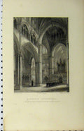 Original Old Antique Print C1850 Lincoln Cathedral Nave North Transept Winkles
