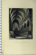 Original Old Antique Print C1850 Lincoln Cathedral Choir Looking West Winkles