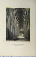 Original Old Antique Print C1850 Booklet Canterbury Cathedral Undercroft Plan