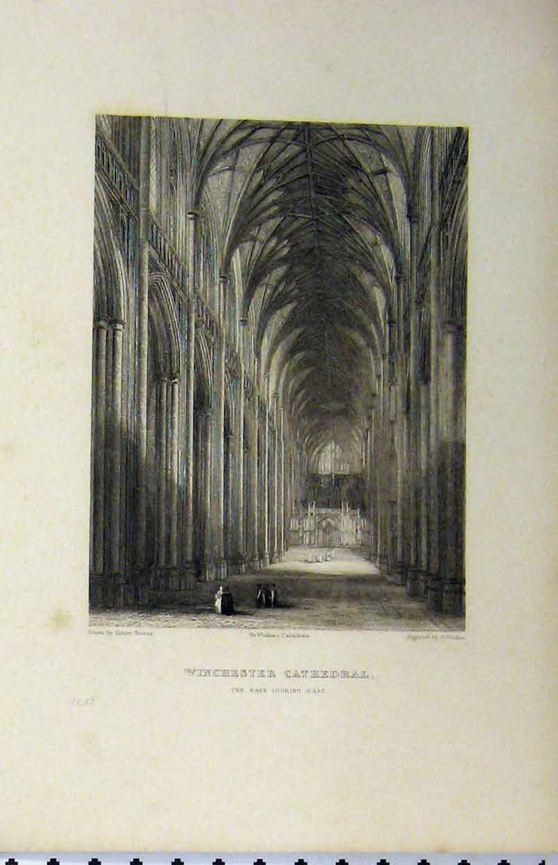 Original Old Antique Print C1850 Booklet Canterbury Cathedral Undercroft Plan