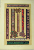 Old Antique Print Ninth Century C1882 Colour Pattern Swirl Purple Green 19th