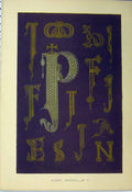 Original Old Antique Print Eighth Century Colour C1882 Calligraphy Letters 19th