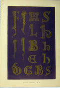 Original Old Antique Print C1882 Eighth Century Calligraphy Letters Colour 19th
