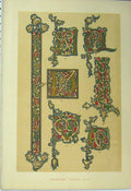 Original Old Antique Print C1882 Fifteenth Century Colour Design Calligraphy