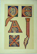 Original Old Antique Print C1882 Calligraphy Design Colour Eleventh Century