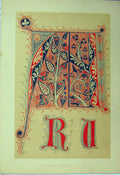 Antique Old Print Ref.283 C1882 Fourteenth Century Calligraphy Design Colour