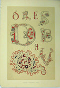 Original Old Antique Print Tenth Century Design C1882 Calligraphy Letters 19th