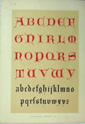Original Old Antique Print C1882 Calligraphy Letters Fourteenth Century Colour