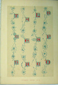 Original Old Antique Print C1882 Calligraphy Letter Fifteenth Century Colour