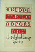 Original Old Antique Print C1882 Fourteenth Century Calligraphy Letters Colour