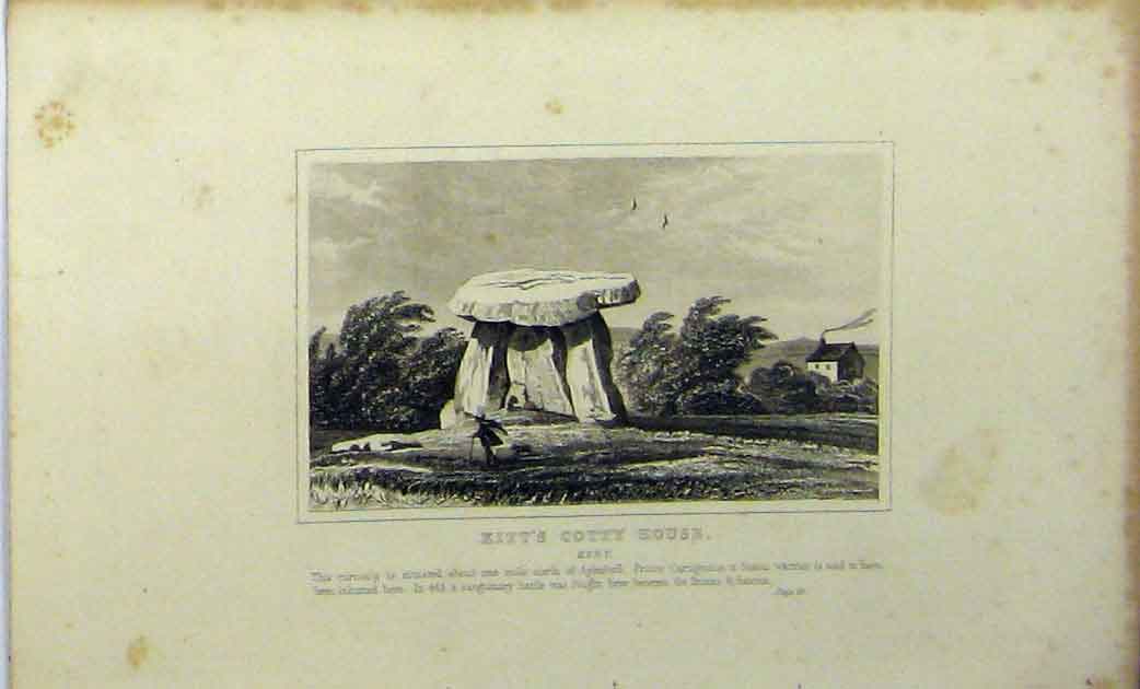 Original Old Antique Print C1848 Kitt'S Cotty House Kent Prince Cartigrinus