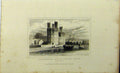 Original Old Antique Print C1848 Caernarvon Castle Eagles Tower North Wales