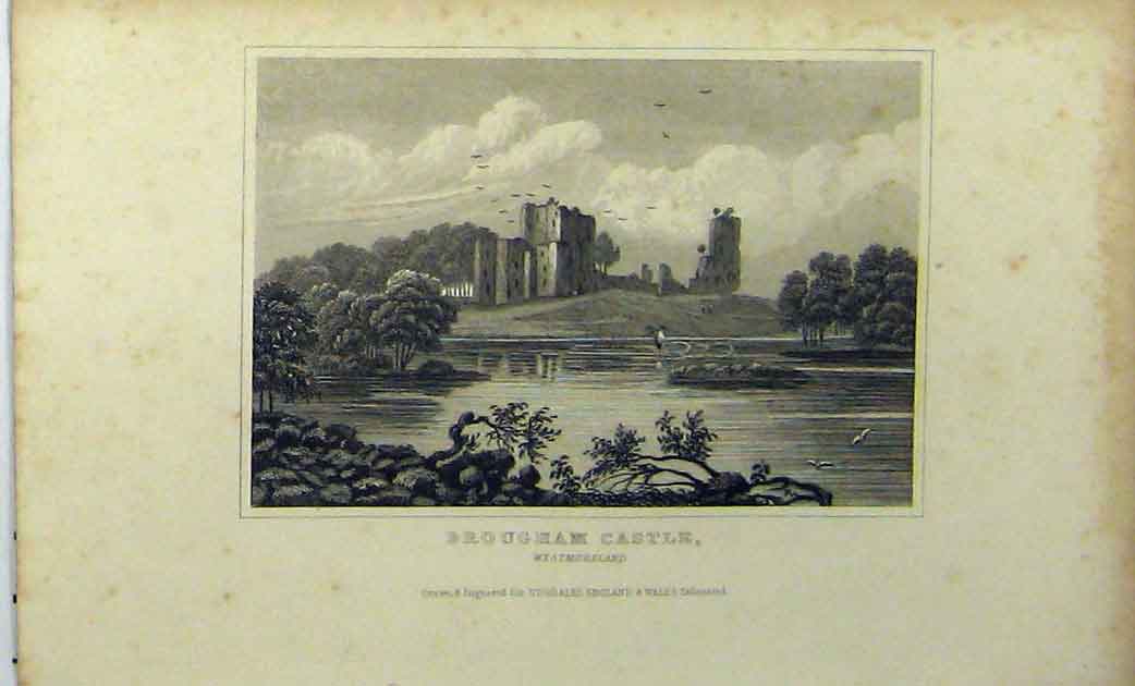 Original Old Antique Print C1848 View Brougham Castle Westmoreland Dugdales