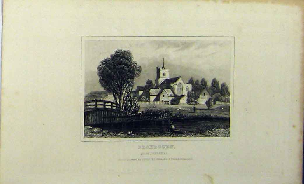 Original Old Antique Print View Broxbourn Hertfordshire C1848 Dugdales Country