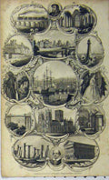Original Old Antique Print C1848 Portsmouth Harbour Manchester Railway Bridge