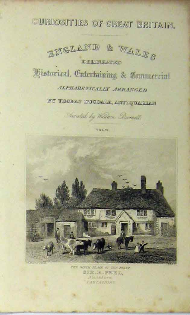 Old Antique Print Blackburn Lancashire Sir Peel Birth-Place C1848 Scene 19th