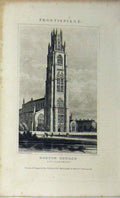 Original Old Antique Print C1848 View Boston Church Lincolnshire Dugdales 19th