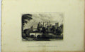 Original Old Antique Print View Alnwick Castle Northumberland C1848 Dugdales