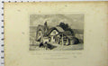 Original Old Antique Print C1848 House Crabbe Poet Born Aldeburgh Suffolk 19th