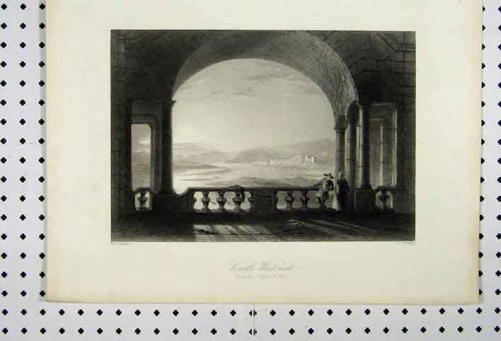 Original Old Antique Print View Castle Weiteneck C1865 Gallery Molk Victorian