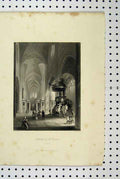 Original Old Antique Print Scene Interior Cathedral Bavon C1865 Payne Victorian