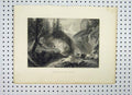 Original Old Antique Print View Descent Gervin C1865 Cattle Mountains Scene