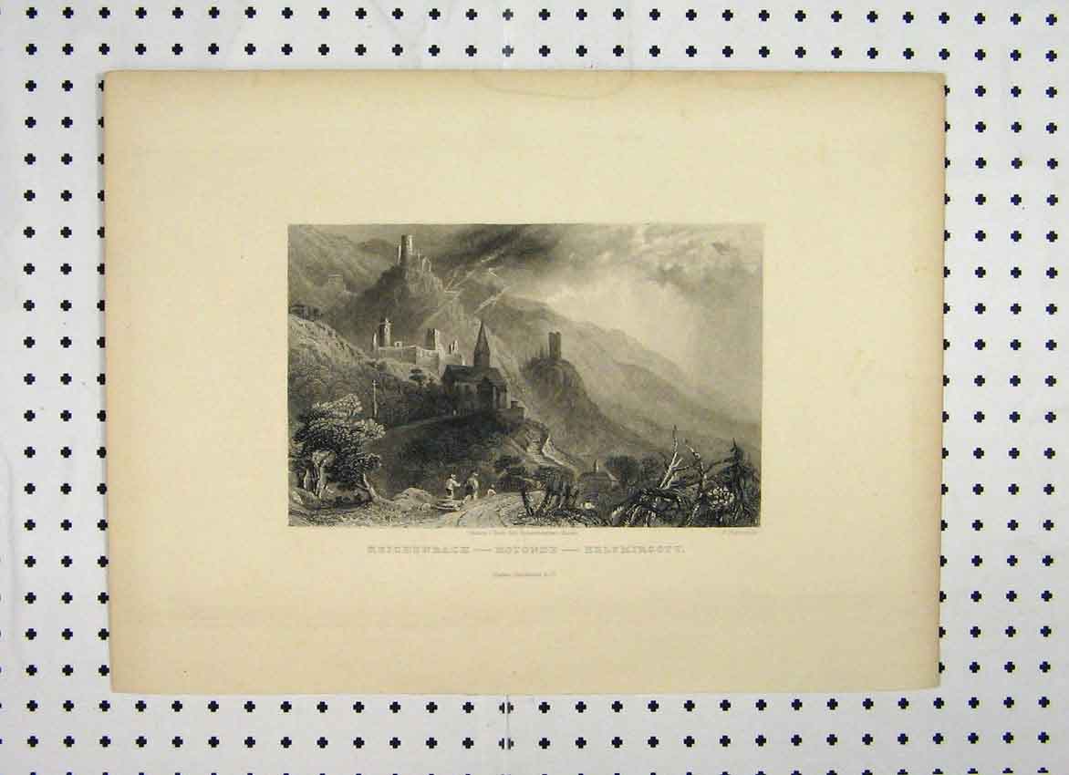 Original Old Antique Print Reichenbach Rotonde Helfmirgott C1865 Mountain Scene