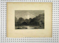 Original Old Antique Print C1865 Lake La Roche Valley Durance Mountain Scene