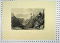 Original Old Antique Print View Col De Fortes C1865 Men Hunting Mountain Scene