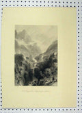 Original Old Antique Print View Double Bridge Valley Gave C1865 Mountain Scene
