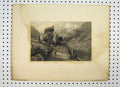 Original Old Antique Print View Saint Foi C1865 Country Church Tower Brockendon