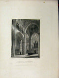 Original Old Antique Print Five Pages Lincoln Cathedral C1837 Nave Choir Plan