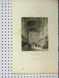 Old Antique Print C1837 Exeter Cathedral Chapter Room Winkles Engraving 19th