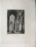 Old Antique Print C1837 York Cathedral North Transept Winkles Engraving 19th