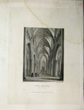 Original Old Antique Print York Cathedral C1837 View Nave Winkles Engraving